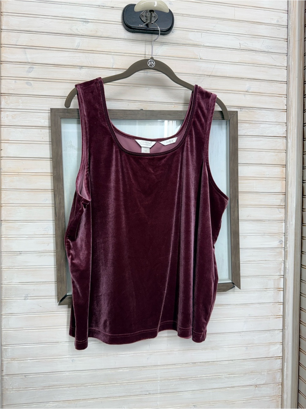 Christopher & Banks Velvet Scoop Tank Top - Wine